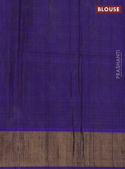 Ikat silk cotton saree light green and violet with allover ikat weaves and zari woven border