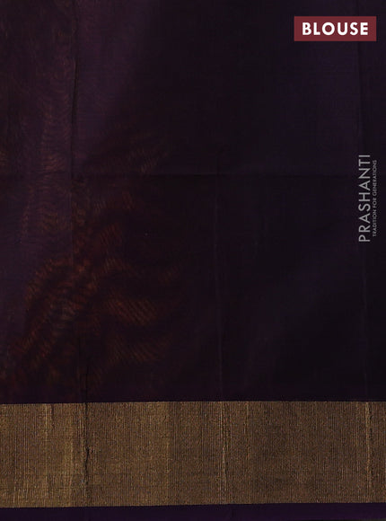 Ikat silk cotton saree orange and violet with allover ikat weaves and zari woven border