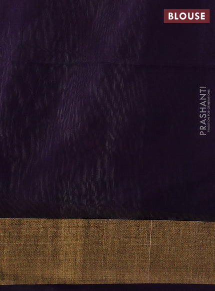 Ikat silk cotton saree grey and violet with allover ikat weaves and zari woven border