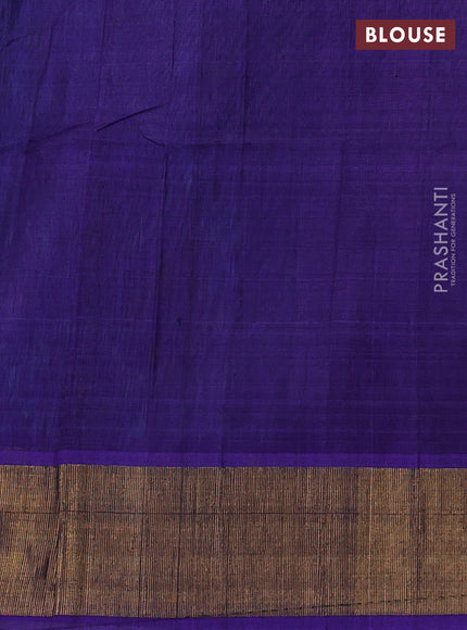Ikat silk cotton saree cs blue and violet with allover ikat weaves and zari woven border
