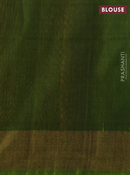Ikat silk cotton saree orange red and light green with allover ikat weaves and zari woven border