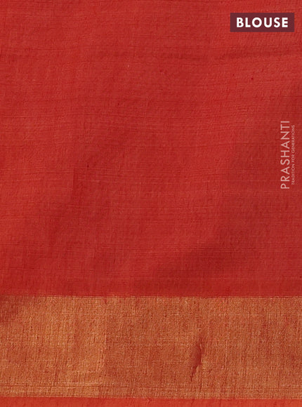 Ikat silk cotton saree deep violet and orange with allover ikat weaves and zari woven border