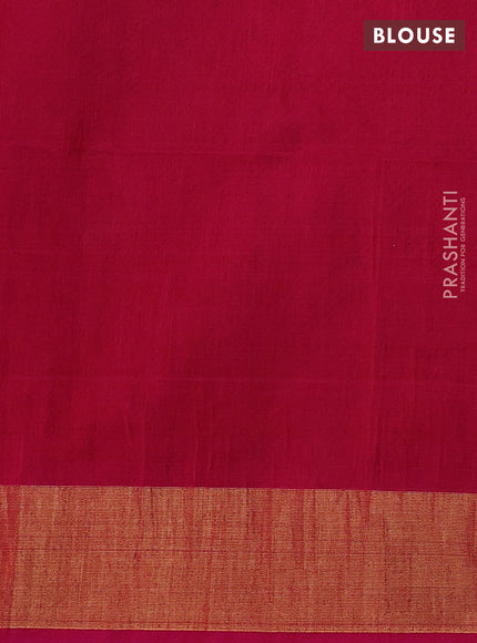 Ikat silk cotton saree deep violet and pink with allover ikat weaves and zari woven border
