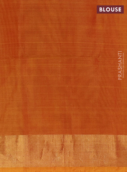 Ikat silk cotton saree coffee brown and orange with allover ikat weaves and zari woven border