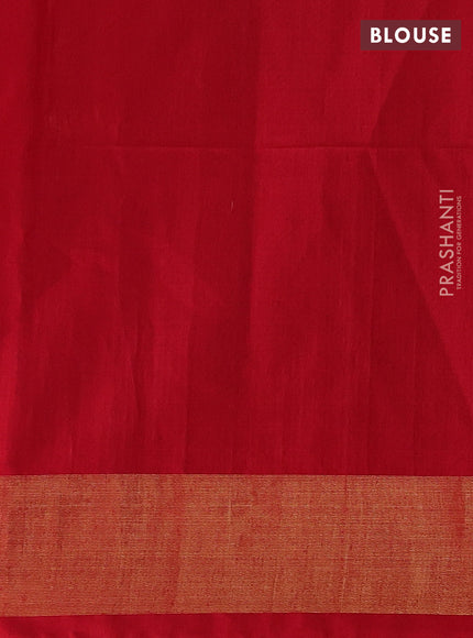 Ikat silk cotton saree violet and red with allover ikat weaves and zari woven border