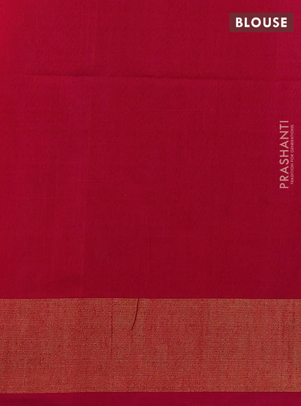Ikat silk cotton saree bottle green and pink with allover ikat weaves and zari woven border