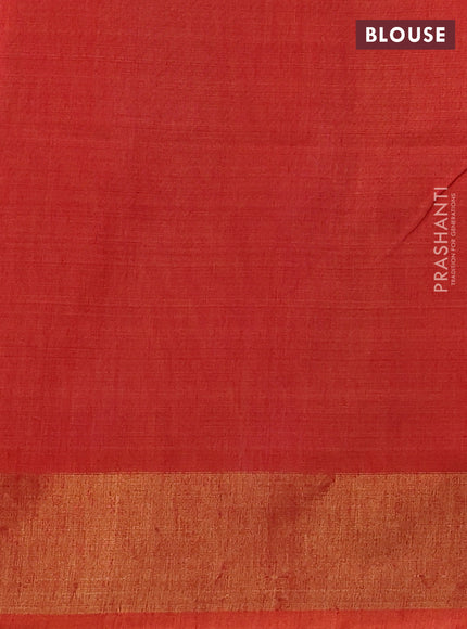 Ikat silk cotton saree deep violet and orange with allover ikat weaves and zari woven border