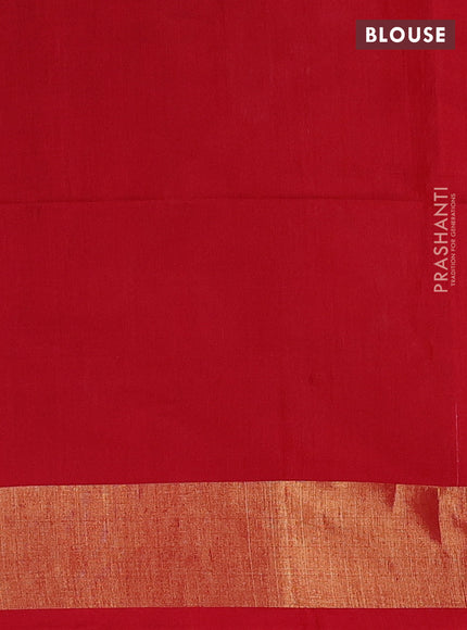 Ikat silk cotton saree grey and red with allover ikat weaves and zari woven border
