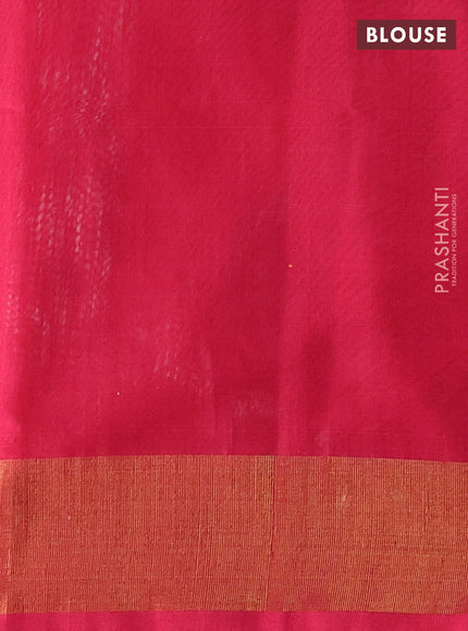 Ikat silk cotton saree peach shade and candy pink with allover ikat weaves and zari woven border
