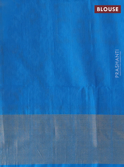 Ikat silk cotton saree black and cs blue with allover ikat weaves and long zari woven border