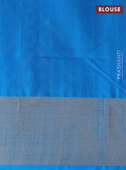 Ikat silk cotton saree coffee brown and cs blue with allover ikat weaves and long zari woven border