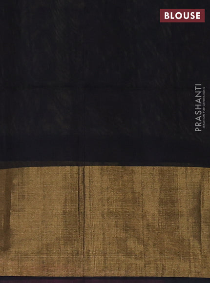 Ikat silk cotton saree sandal grey and black with allover ikat weaves and long zari woven border