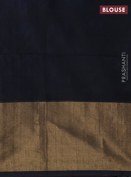Ikat silk cotton saree cs blue and black with allover ikat weaves and long zari woven border