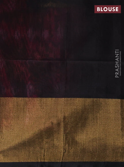 Ikat silk cotton saree pink and black with allover ikat weaves and long zari woven border