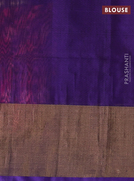Ikat silk cotton saree pink and blue with allover ikat weaves and long zari woven border