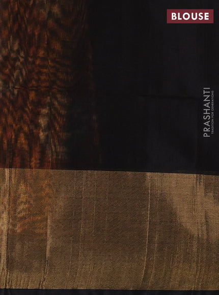 Ikat silk cotton saree orange and black with allover ikat weaves and long zari woven border