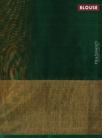 Ikat silk cotton saree mustard yellow and green with allover ikat weaves and long zari woven border