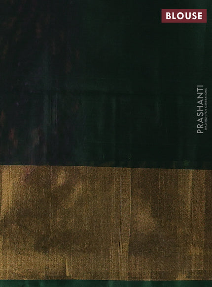 Ikat silk cotton saree purple and green with allover ikat weaves and long zari woven border