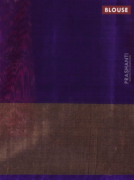 Ikat silk cotton saree pink and violet with allover ikat weaves and long zari woven border