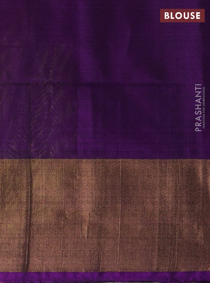 Ikat silk cotton saree fluorescent green and violet with allover ikat weaves and long zari woven border