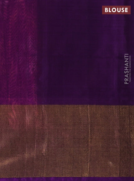 Ikat silk cotton saree pink and violet with allover ikat weaves and long zari woven border