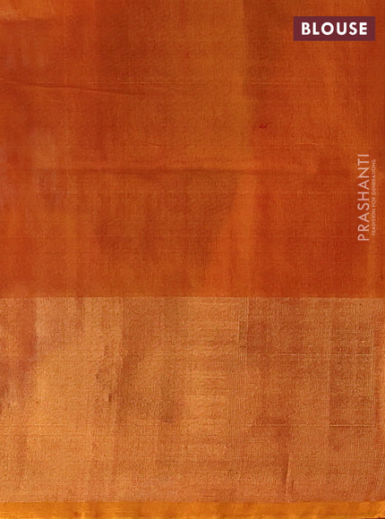 Ikat silk cotton saree black and orange with allover ikat weaves and long zari woven border
