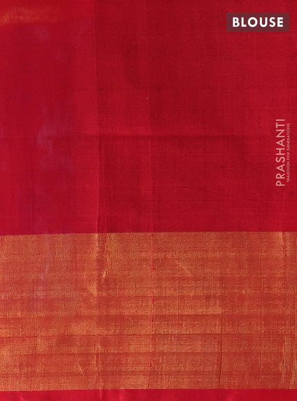 Ikat silk cotton saree violet and red with allover ikat weaves and long zari woven border