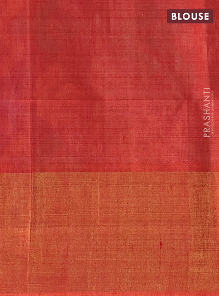 Ikat silk cotton saree violet and orange with allover ikat weaves and long zari woven border