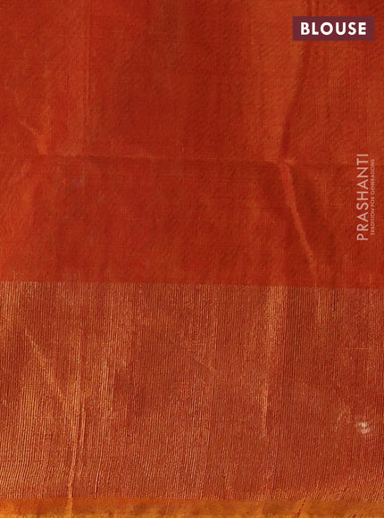 Ikat silk cotton saree violet and orange with allover ikat weaves and long zari woven border