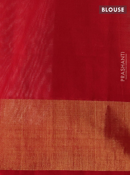 Ikat silk cotton saree grey and red with allover ikat weaves and long zari woven border