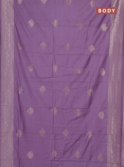 Semi chanderi saree lavender with zari woven buttas and zari woven border