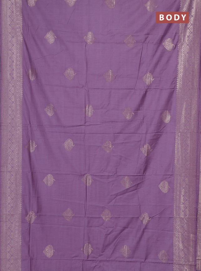 Semi chanderi saree lavender with zari woven buttas and zari woven border