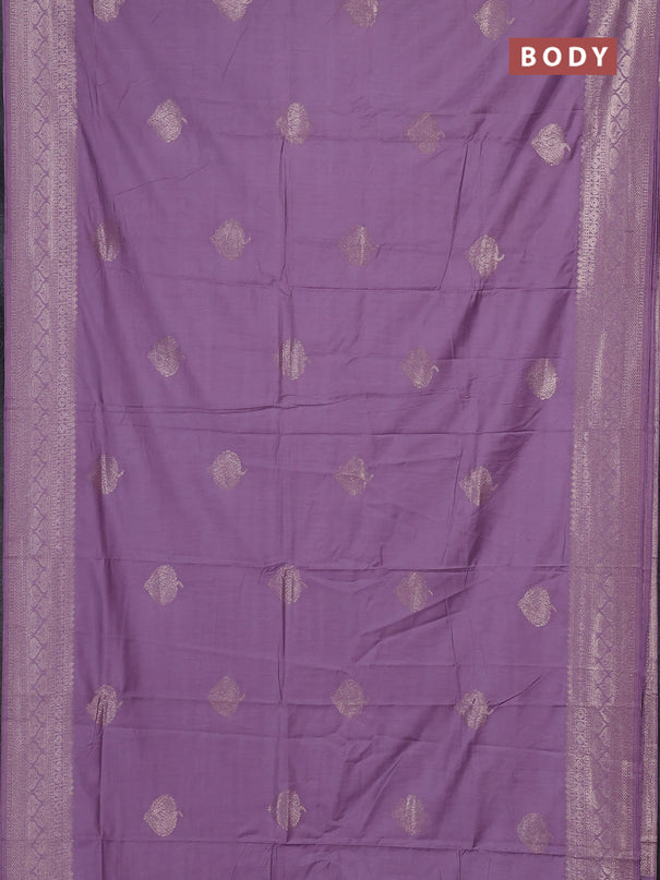 Semi chanderi saree lavender with zari woven buttas and zari woven border
