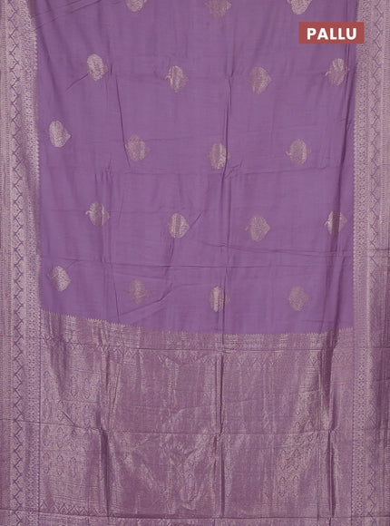 Semi chanderi saree lavender with zari woven buttas and zari woven border