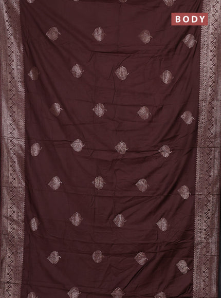 Semi chanderi saree brown with zari woven buttas and zari woven border