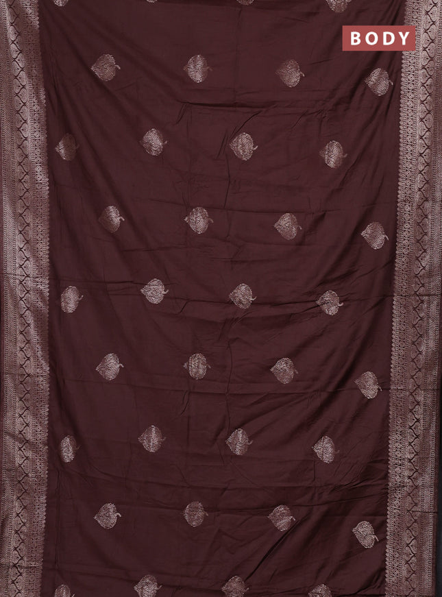 Semi chanderi saree brown with zari woven buttas and zari woven border