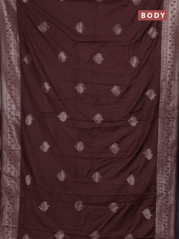 Semi chanderi saree brown with zari woven buttas and zari woven border