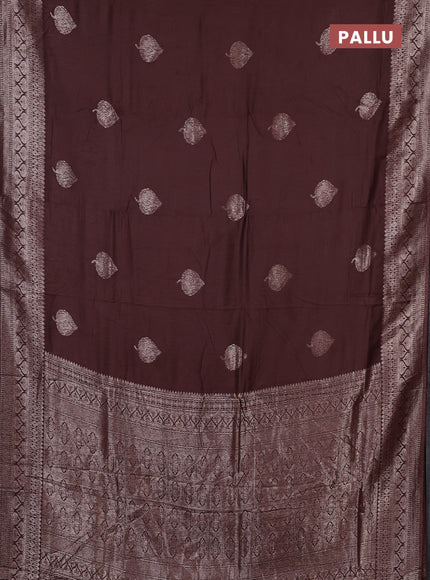 Semi chanderi saree brown with zari woven buttas and zari woven border