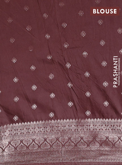 Semi chanderi saree brown with zari woven buttas and zari woven border