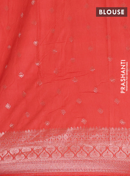 Semi chanderi saree orange with zari woven buttas and zari woven border