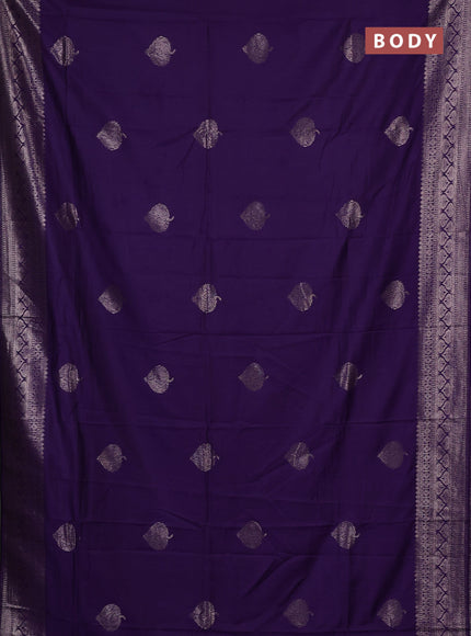 Semi chanderi saree violet with zari woven buttas and zari woven border