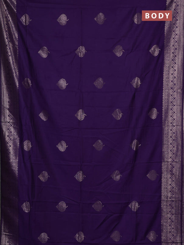 Semi chanderi saree violet with zari woven buttas and zari woven border