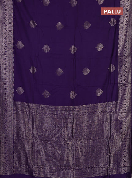 Semi chanderi saree violet with zari woven buttas and zari woven border