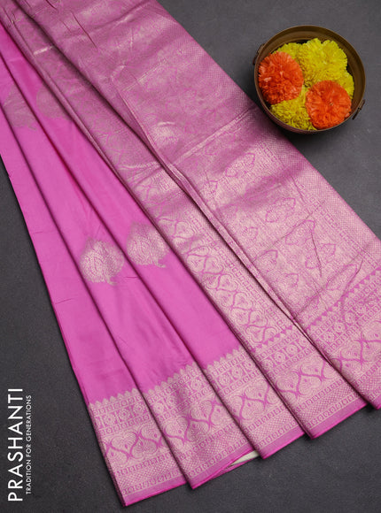 Semi chanderi saree light pink with zari woven buttas and zari woven border