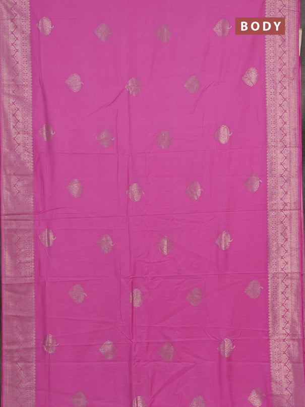 Semi chanderi saree light pink with zari woven buttas and zari woven border