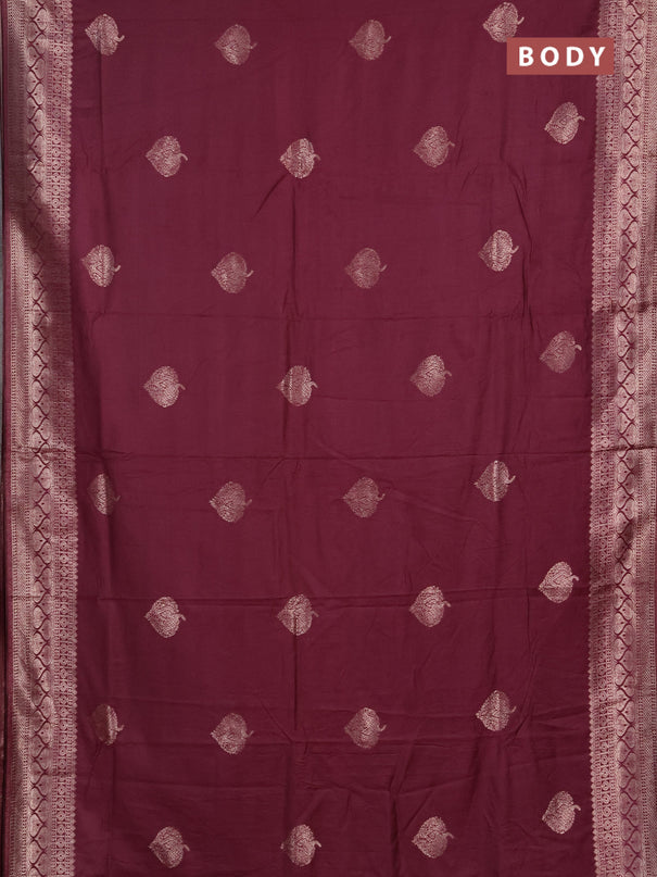 Semi chanderi saree wine shade with zari woven buttas and zari woven border