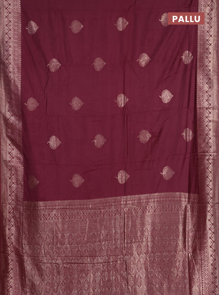 Semi chanderi saree wine shade with zari woven buttas and zari woven border