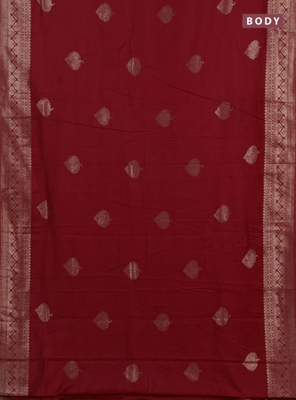 Semi chanderi saree red with zari woven buttas and zari woven border