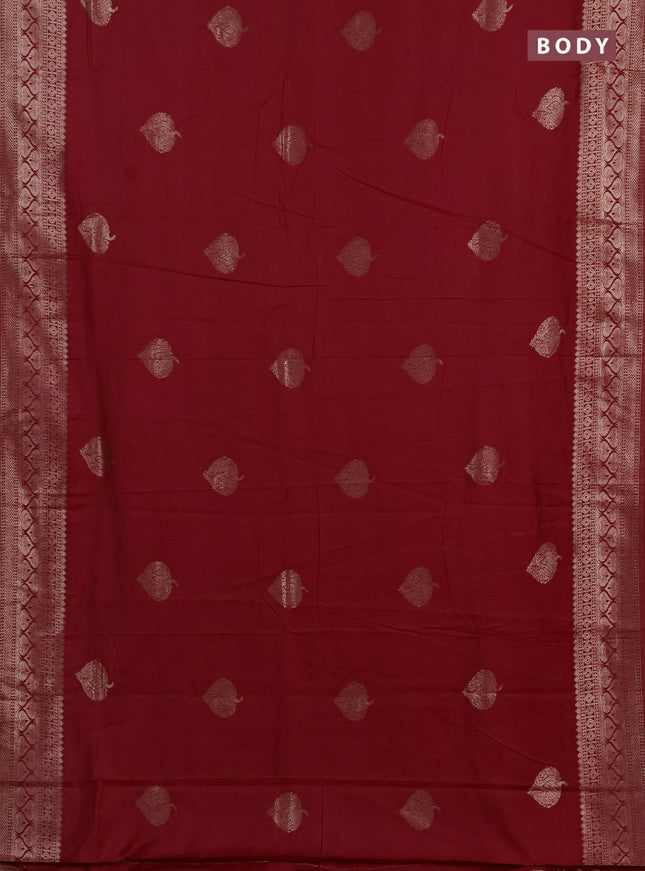 Semi chanderi saree red with zari woven buttas and zari woven border