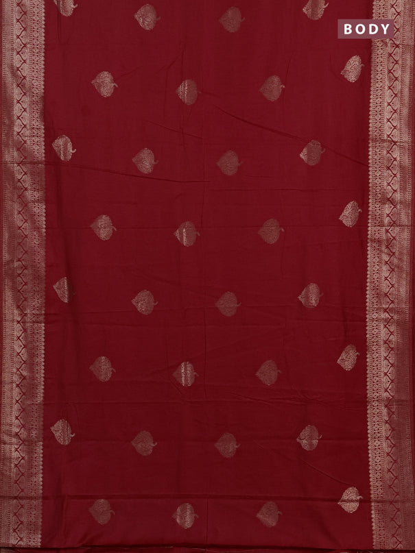 Semi chanderi saree red with zari woven buttas and zari woven border